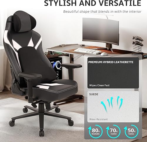Vista 8 de Silla ergonómica para videojuegos, sillas de escritorio para computadora, reposabrazos 4D, silla de oficina con respaldo alto con reposacabezas