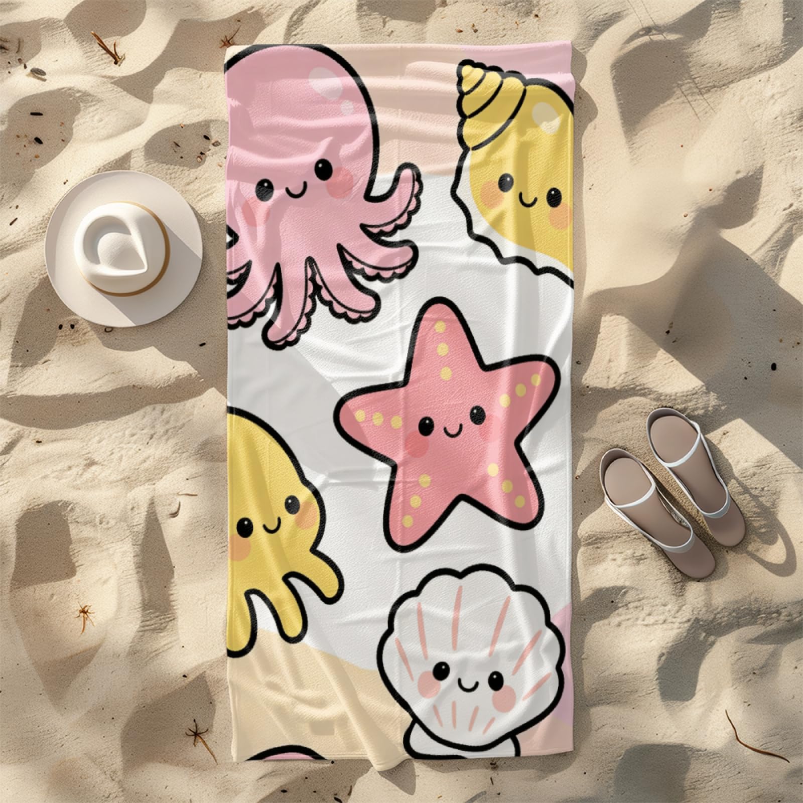 Beach Towel 80x160 Conch Starfish Extra Large Pool Towels Perfect for Beach, Travel, All Ages,Quick-Dry, Sand-Free, Absorbent