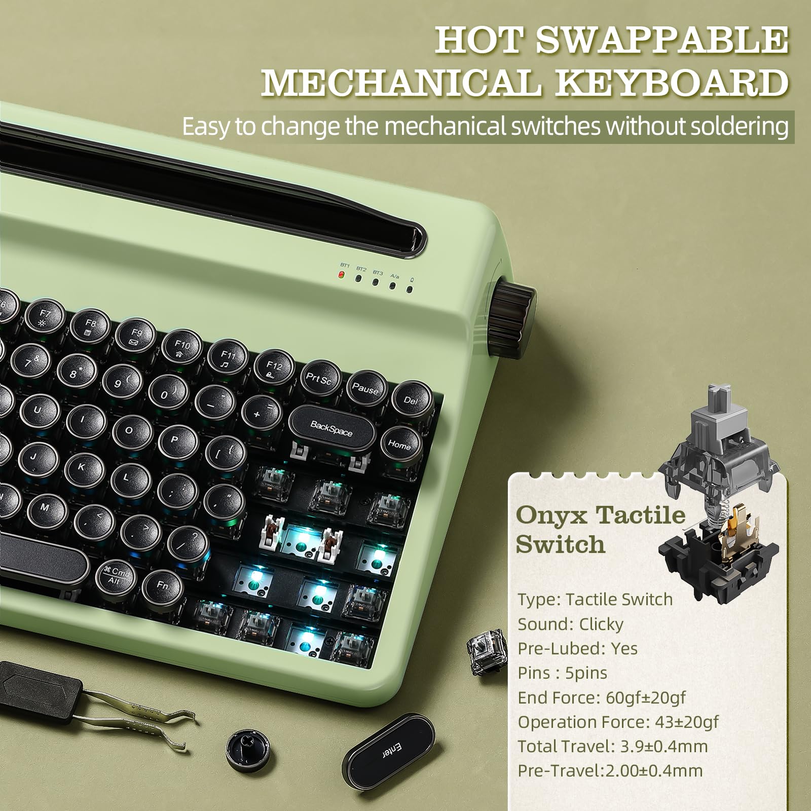 Yunzii QL75 タイプライターキーボード Amazon.com: YUNZII QL75 Wireless Typewriter Hot Swap Retro