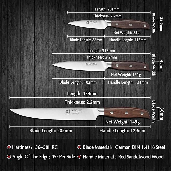 Set Cuchillos Cocina 5 Piezas Acero Inoxidable miniatura 3