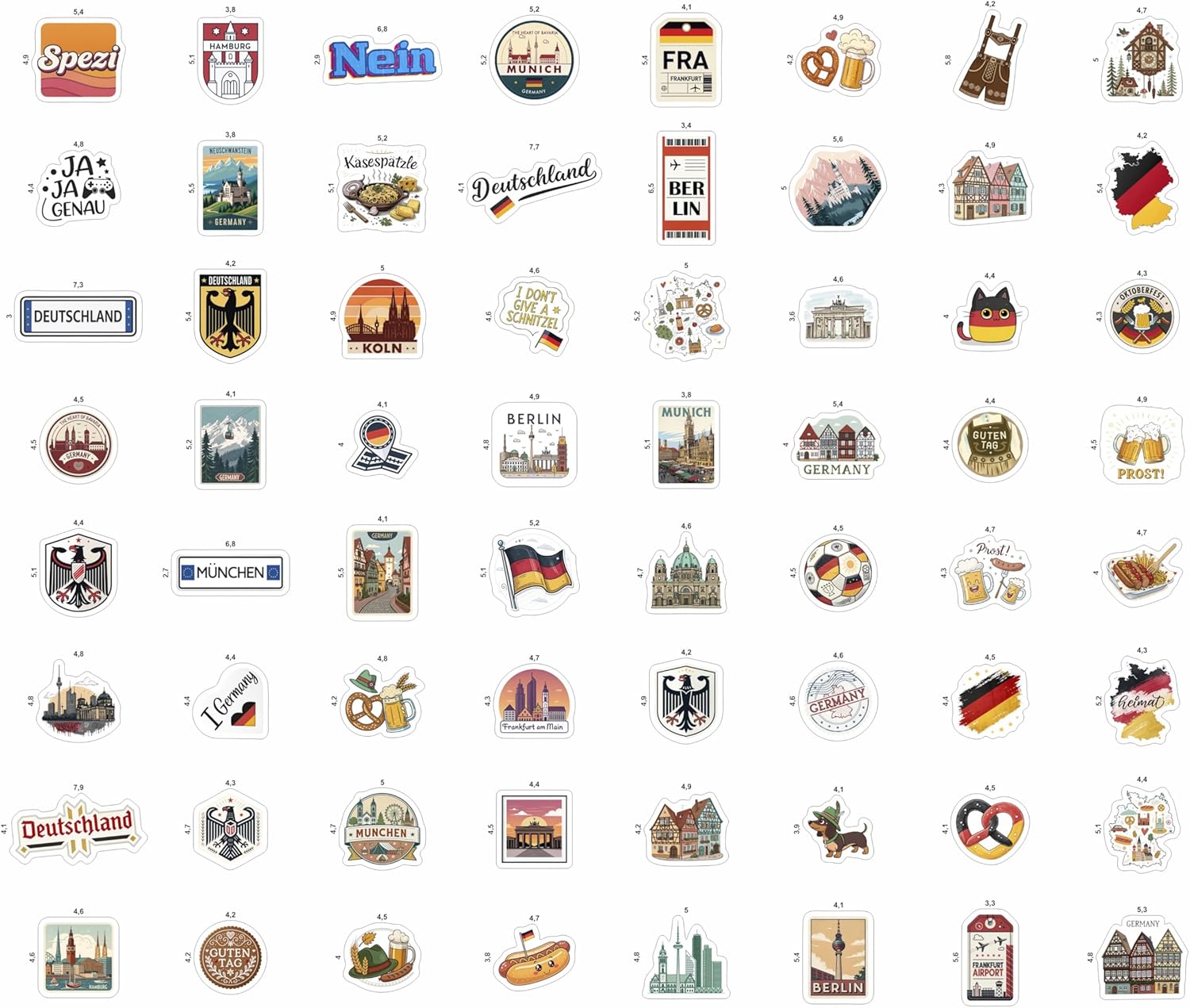 100Pcs Germany Stickers Small for Luggage, Water Bottle - Germany Party Supplies- German Stickers - Gift for Women & Men - Image 4