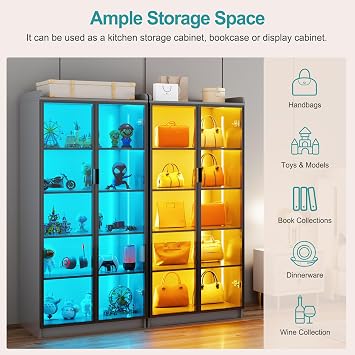 65 Display Cabinet with Acrylic Double Doors & Adjustable Shelves