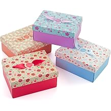 Floral Gift Boxes with Lids & Ribbons 20 Pack 8" x 6.3" x 3.5" Decorative Printed Treat Boxes for Gift Giving, Soaps, Chocolate, Small Presents, Christmas, Birthdays, Bridesmaid, Diwali, Bulk, Empty