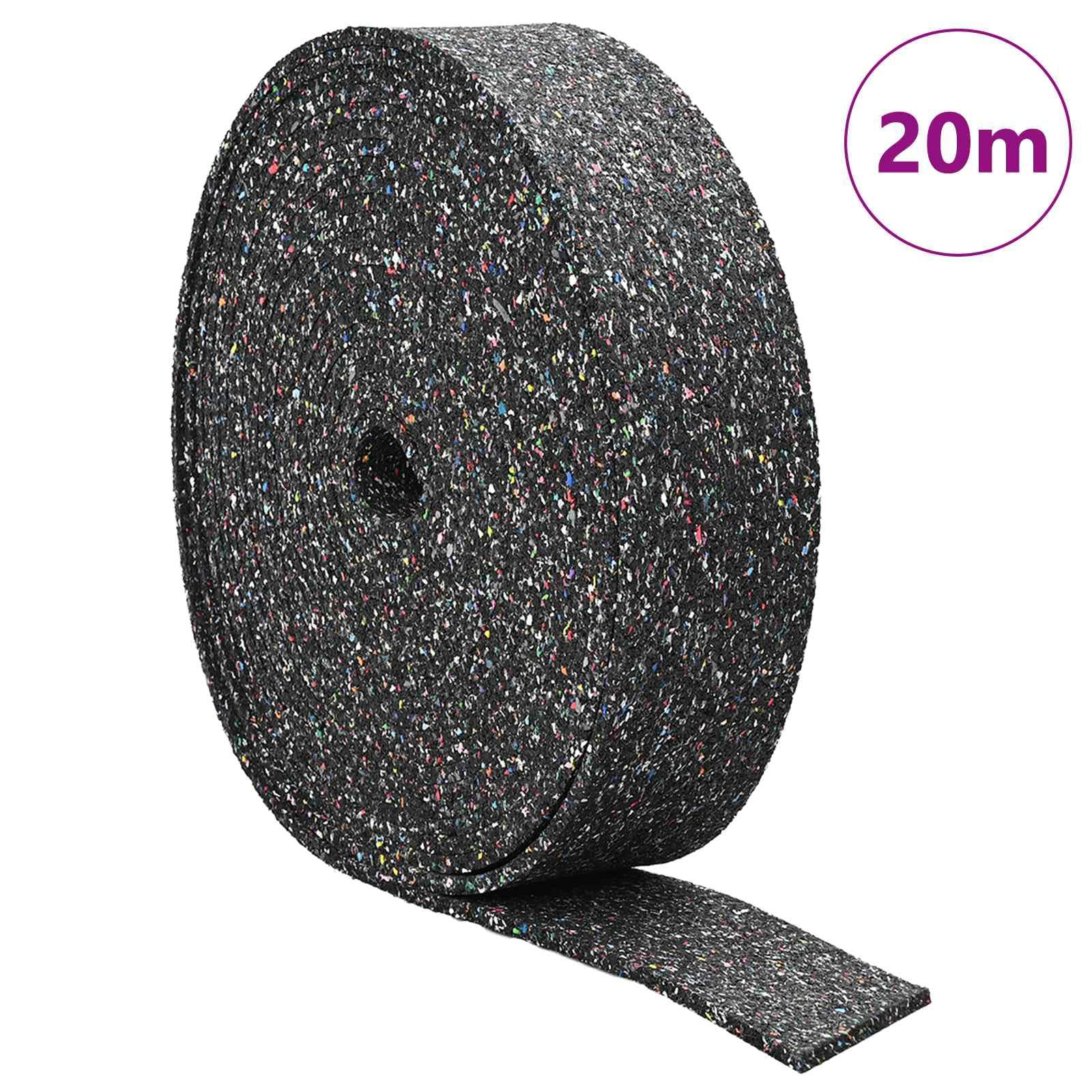 Rotolo di granulato di gomma, nero, 2000 x 12 x 0,3 cm, materiale elastico resistente, antiscivolo, per ufficio, casa, fai da te, per organizzare e fissare documenti