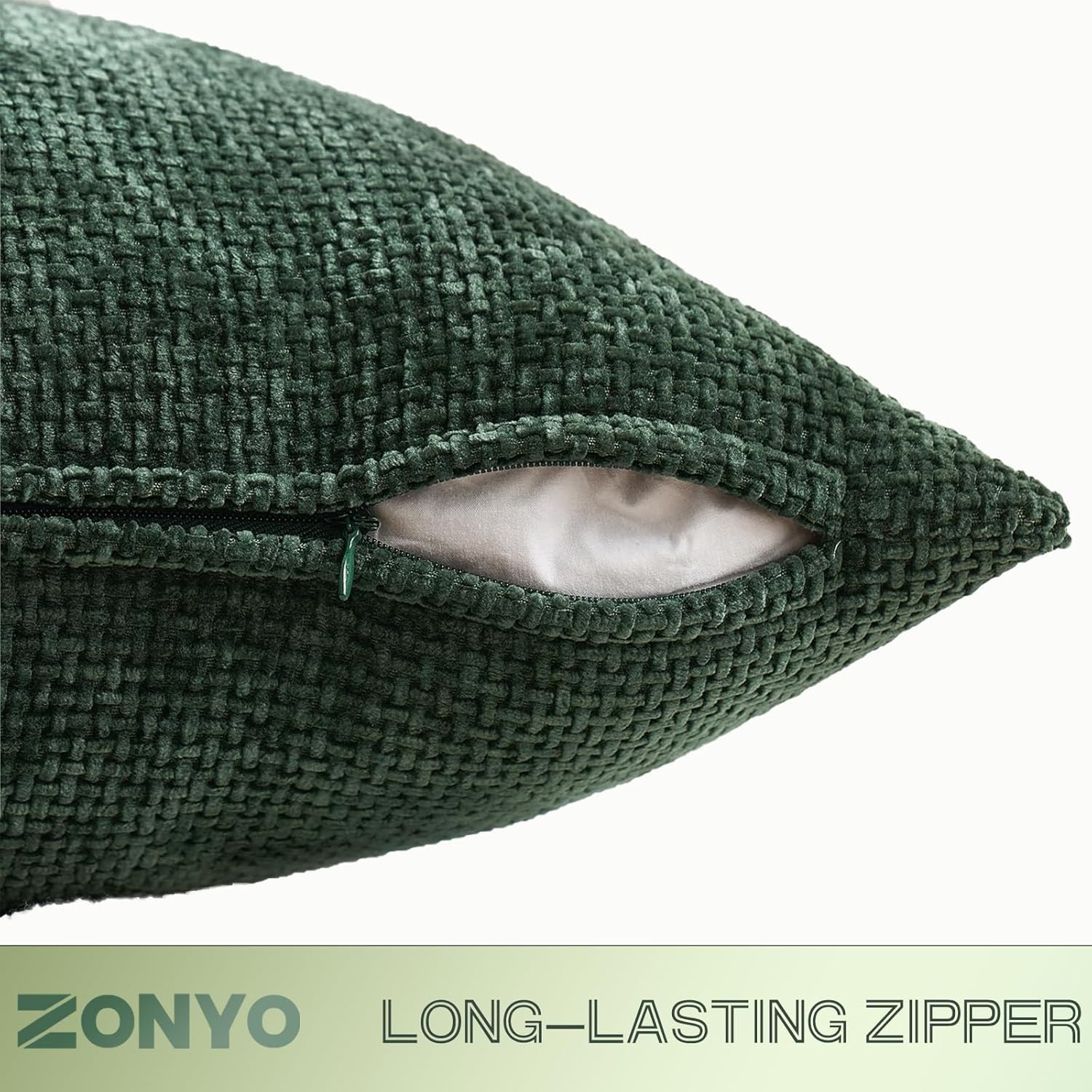 ZONYO Throw Pillow Covers 18x18 Inch Set of 4,Neutral Sage Green Soft Decorative Chenille Cushion Covers for Bedroom Sofa Living Room Modern Farmhouse Boho Spring Decor