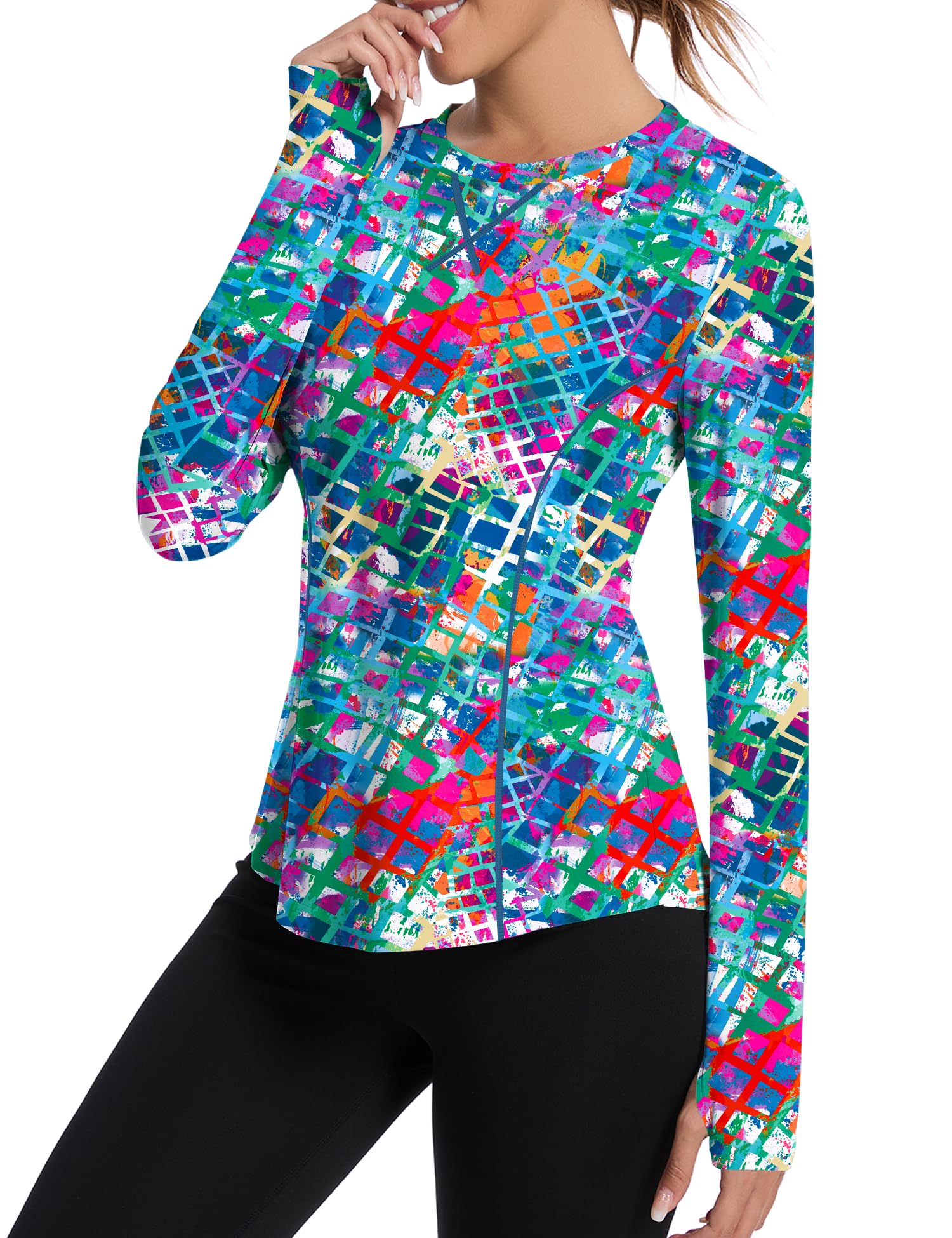 avoogue Women UPF 50+ UV Shirts Long Sleeve with Thumb Holes Workout Sun Shirt Quick Dry Athletic Hiking Running Tops-picture-1