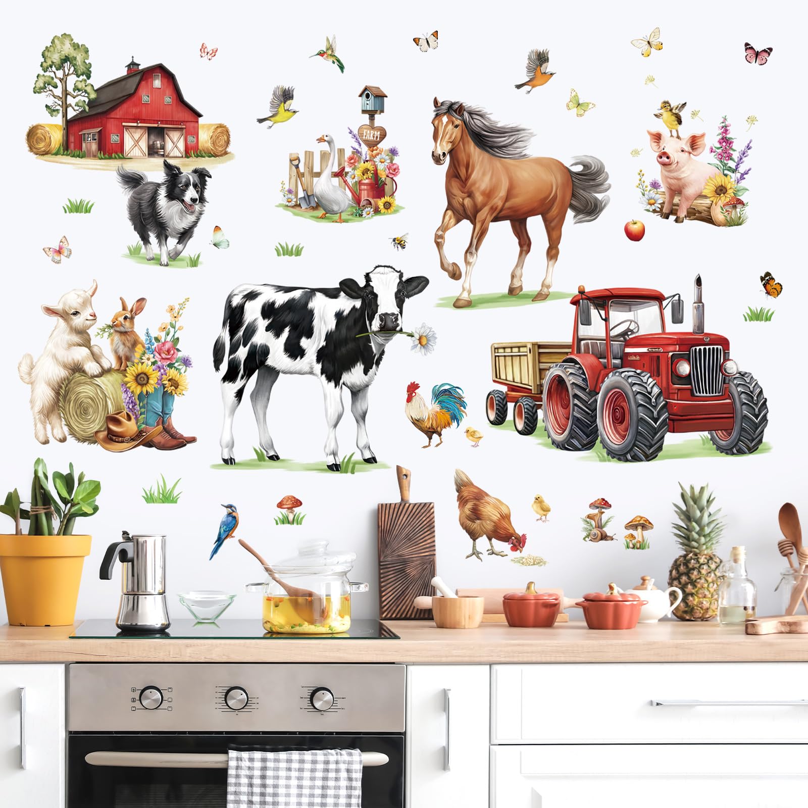 Wandtattoo Bauernhof Tiere - Pferde, Kühe, Traktor Deko