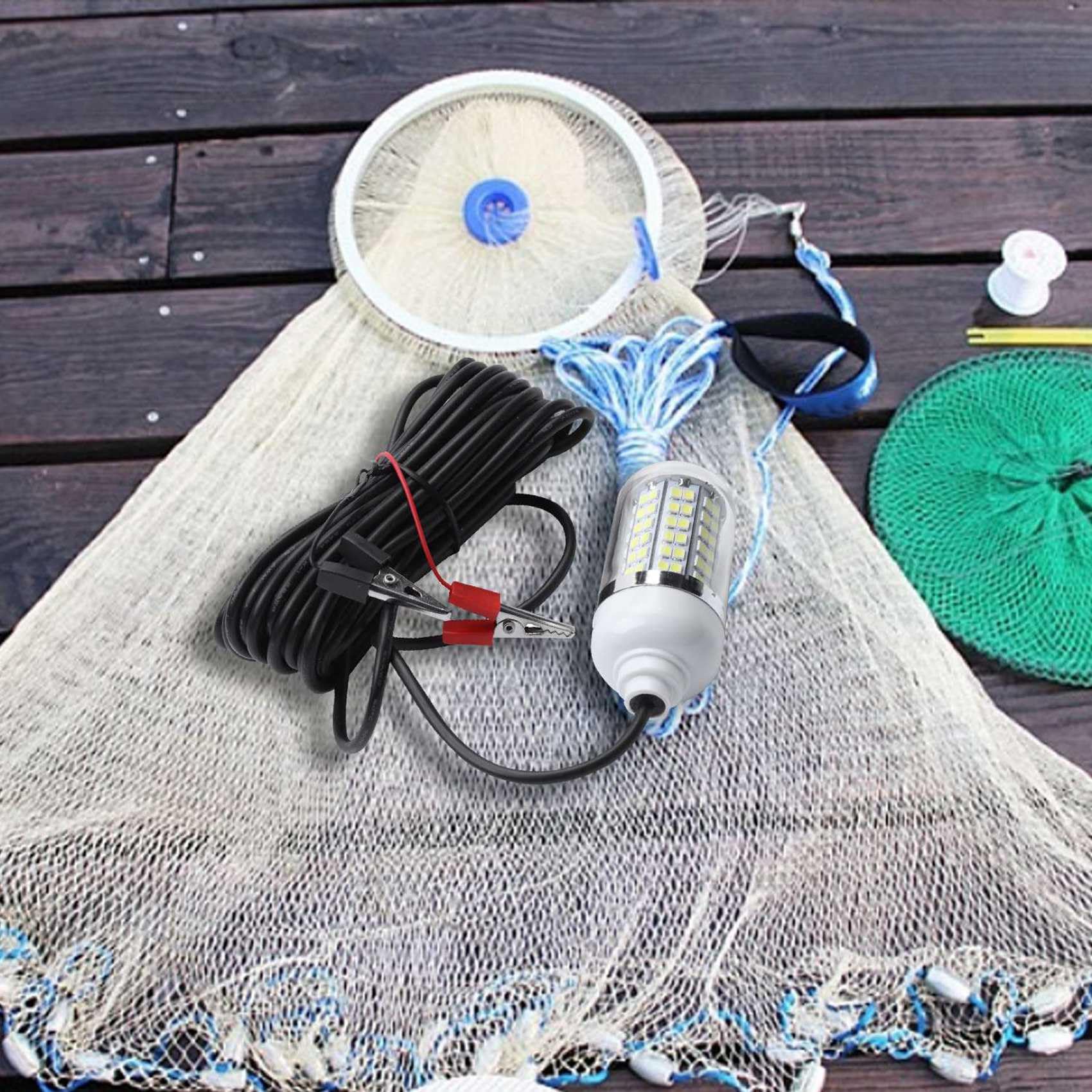 5X 12V 15W Luz de Pesca 108 Piezas 2835 LED Luz de Pesca Submarina Señuelos Lámpara de Buscador de Peces Atrae Gambas Calamares Eufausiáceos (+ Luz)