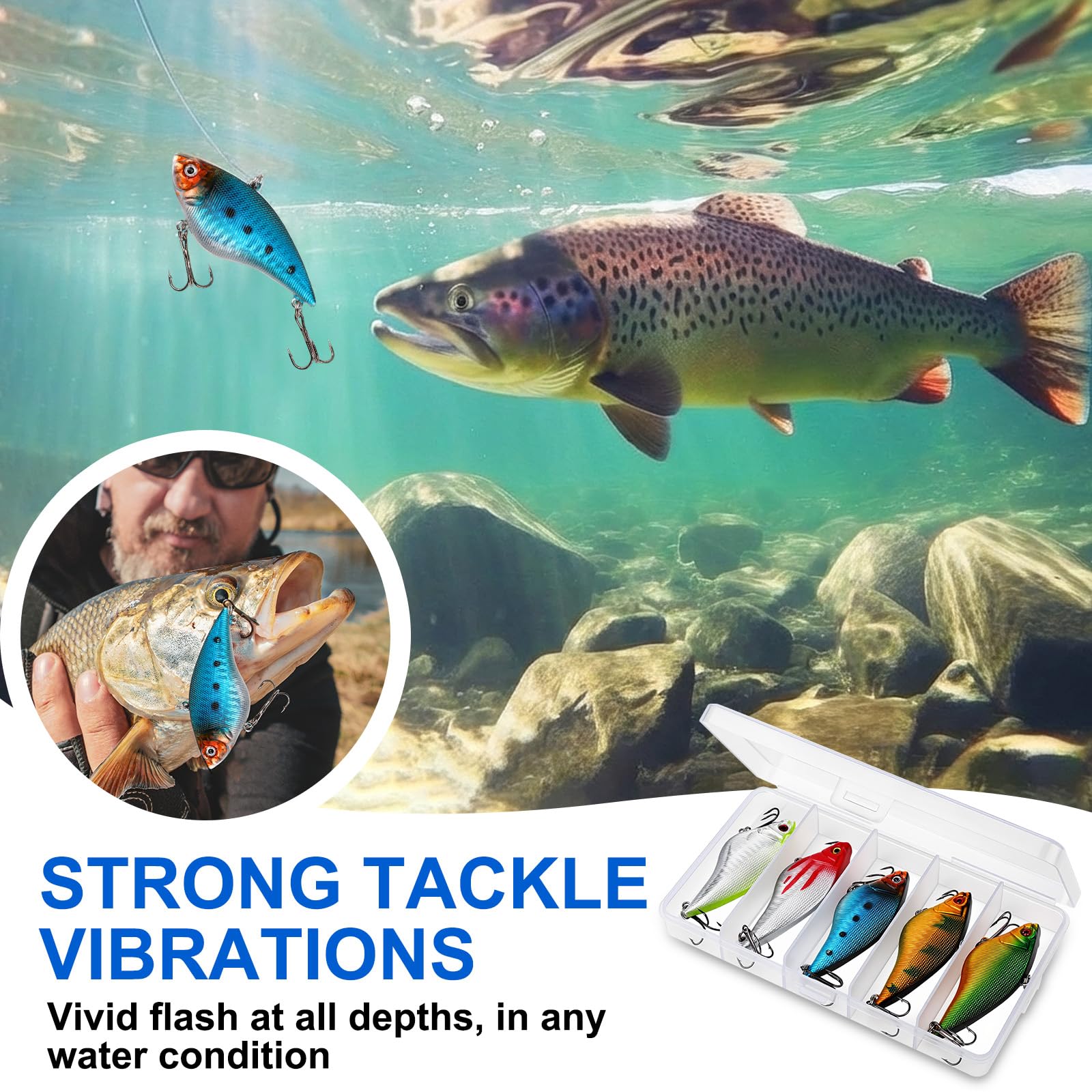 Skylety 10 Pieces Mini Fishing Lures Fishing Hard Baits Hooks Crankbaits Lures Baits Topwater Strong Sound for More Bites Freshwater Saltwater Trout Bass Perch with Box(Fish) : Sports & Outdoors
