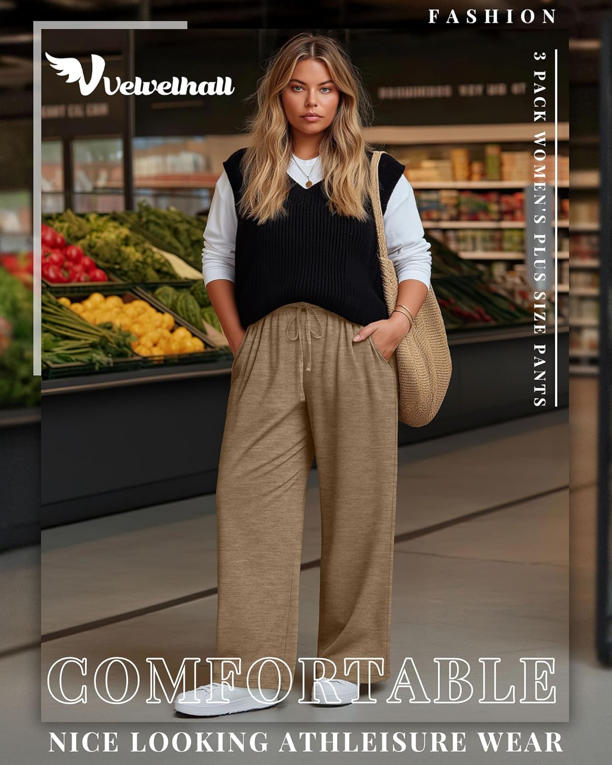 4 Pack Women's Plus Size Pants Wide Leg Yoga Pants Elastic Waist Drawstring Sweatpants Pocket Lounge Casual Jogger - Image 5