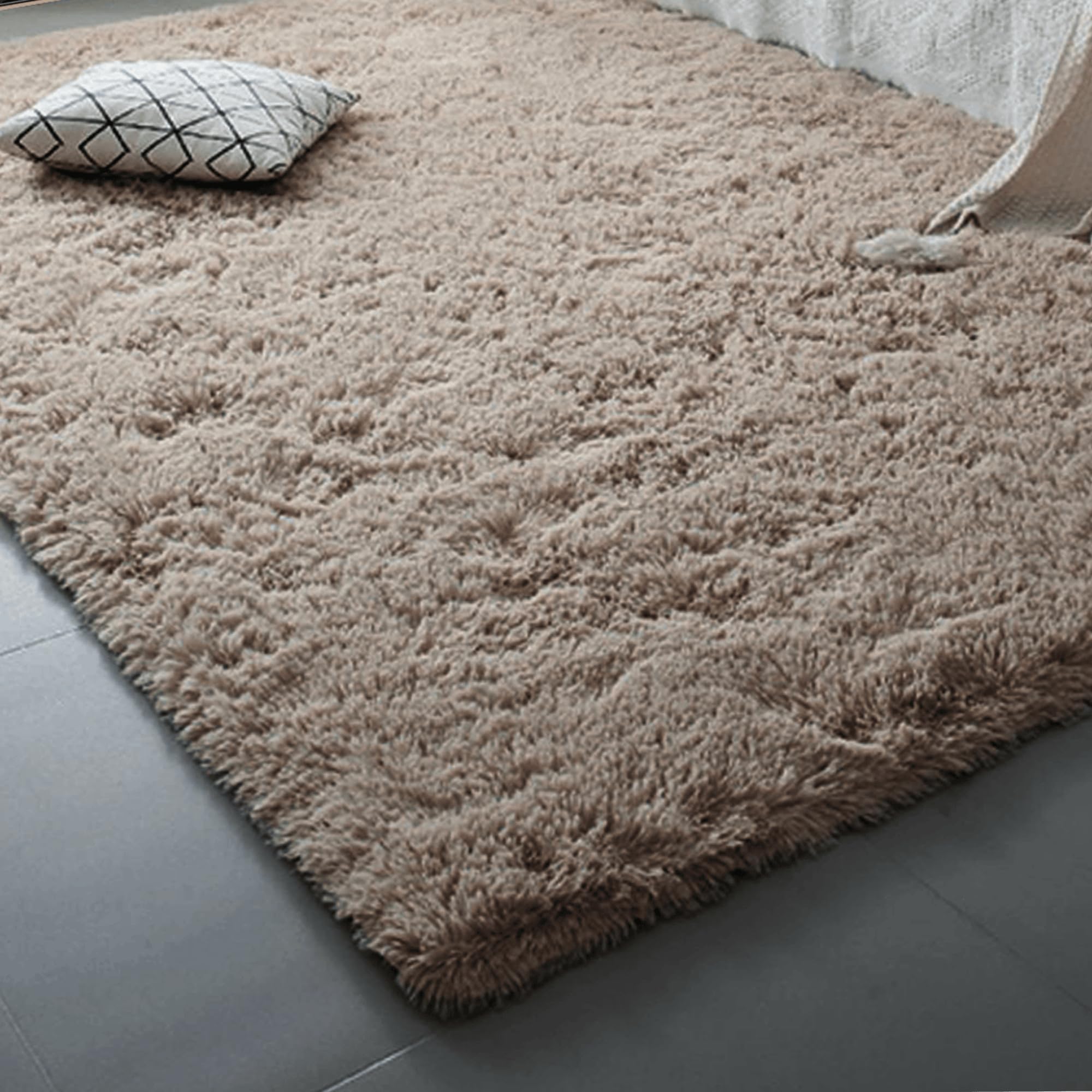 Tapis chambre antidérapant 140x170 cm chameau pour éviter les glissades dans le salon