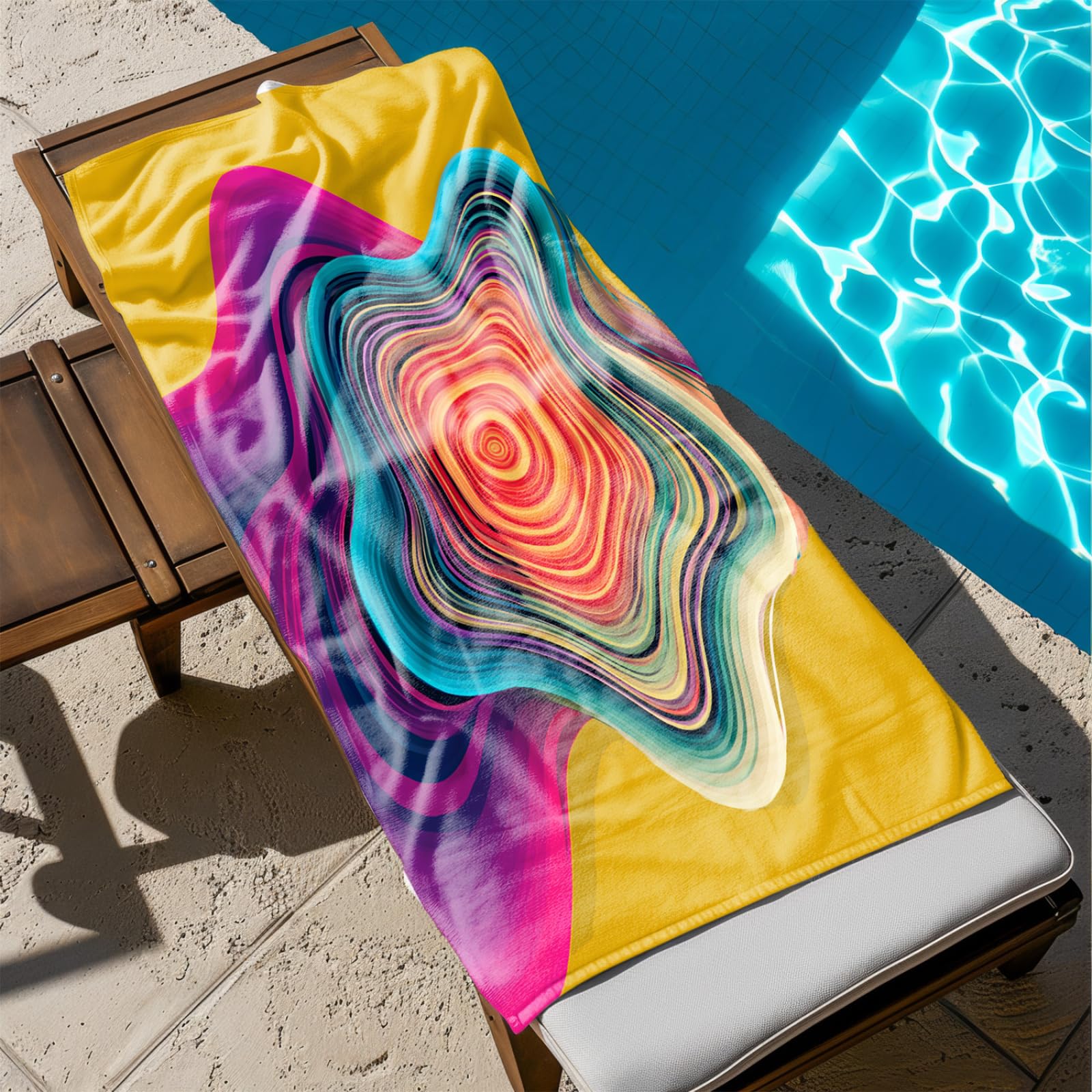 Generico Telo Mare Grande Modello Giallo Viola | Microfibra Telo Mare Antisabbia Leggero Compatto Asciugatura Rapida Assorbente Per Piscina Bagno Lavabile Fino