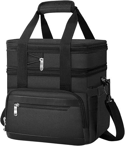 Lonchera aislada para hombres y mujeres, bolsa de almuerzo de doble capa a prueba de fugas con correa ajustable para el hombro, enfriador de