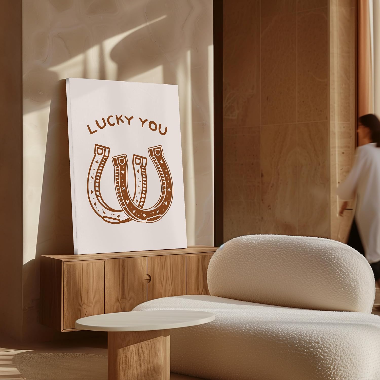 Poster Master Brown Lucky You Canvas - Retro Western Cowgirl Print - Wild West Art - Trendy Gift for Him, Her & Lovers - Romantic Decor for Office or Living Room - 8x10 STRETCHED Canvas
