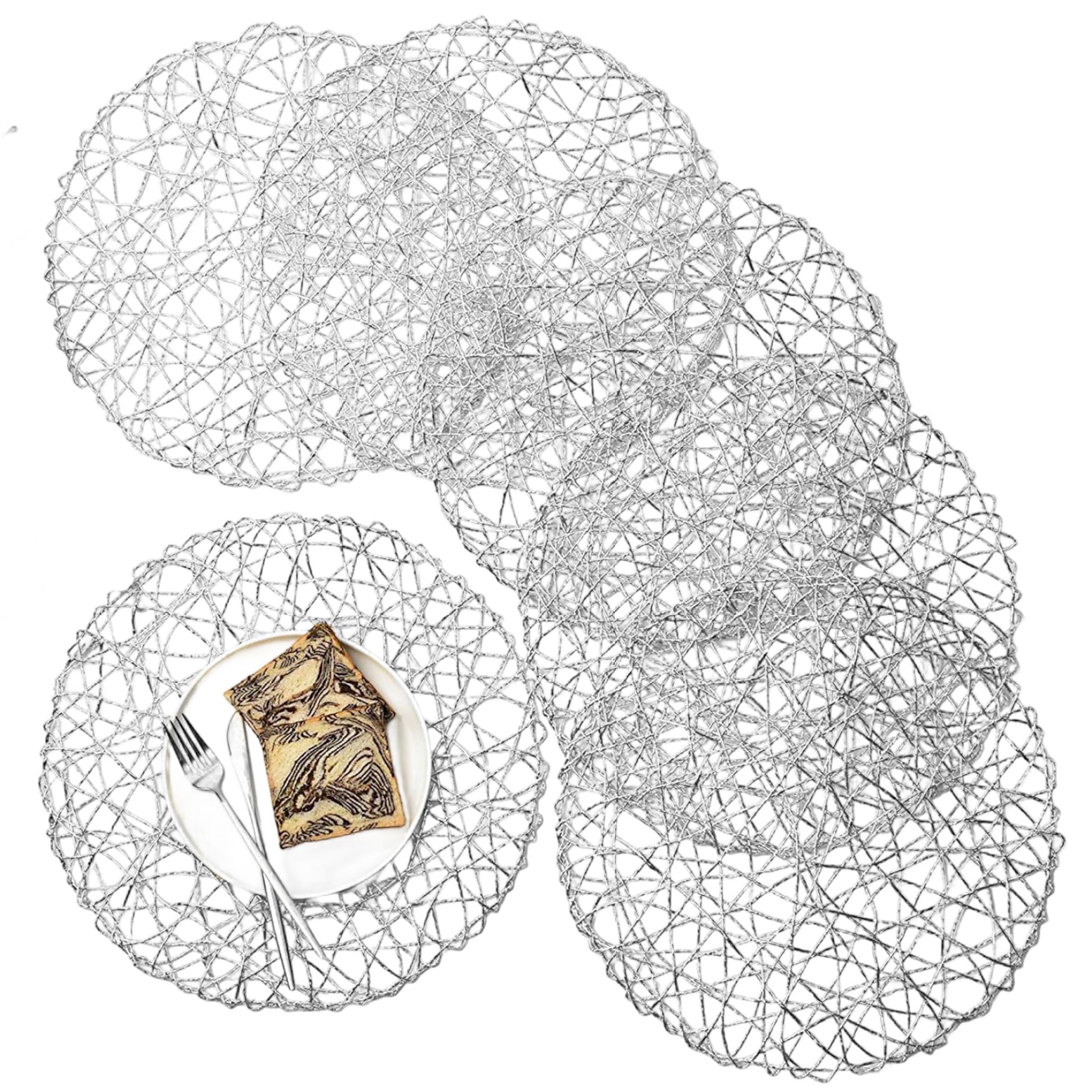 Sets de table argentés ronds pour centre de table de mariage et repas de fête à la maison