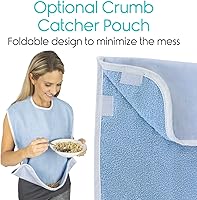 Vista 7 de Vive Baberos para adultos, juego de delantal impermeable para hombres y mujeres para comer con correa ajustable, lavable y reutilizable de tela