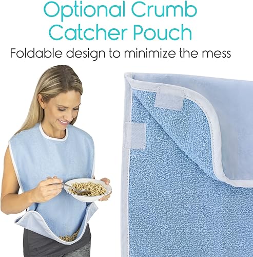 Miniatura 7 de Vive Baberos para adultos, juego de delantal impermeable para hombres y mujeres para comer con correa ajustable, lavable y reutilizable de tela de
