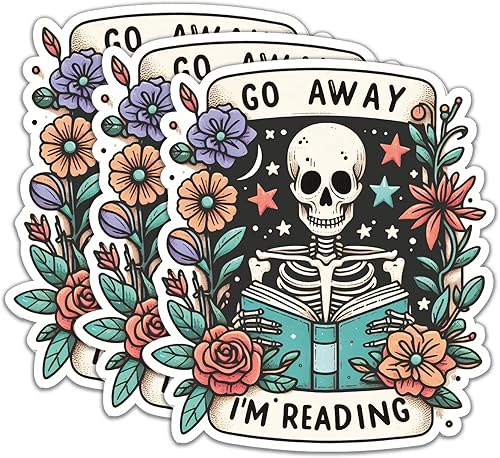 Miniatura 1 de (3Pcs) Go Away I'm Reading Stickers Motivational Quotes Stickers Decal Waterproof Vinyl Stickers Adult for Laptop Kindle Car Tumbler Water Bottle