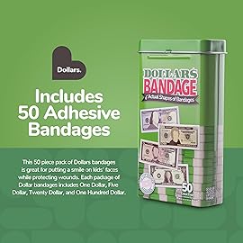 BioSwiss Bandages, Money Shaped Self Adhesive Bandage Set, Latex Free, Sterile Wound Care, 50 Count