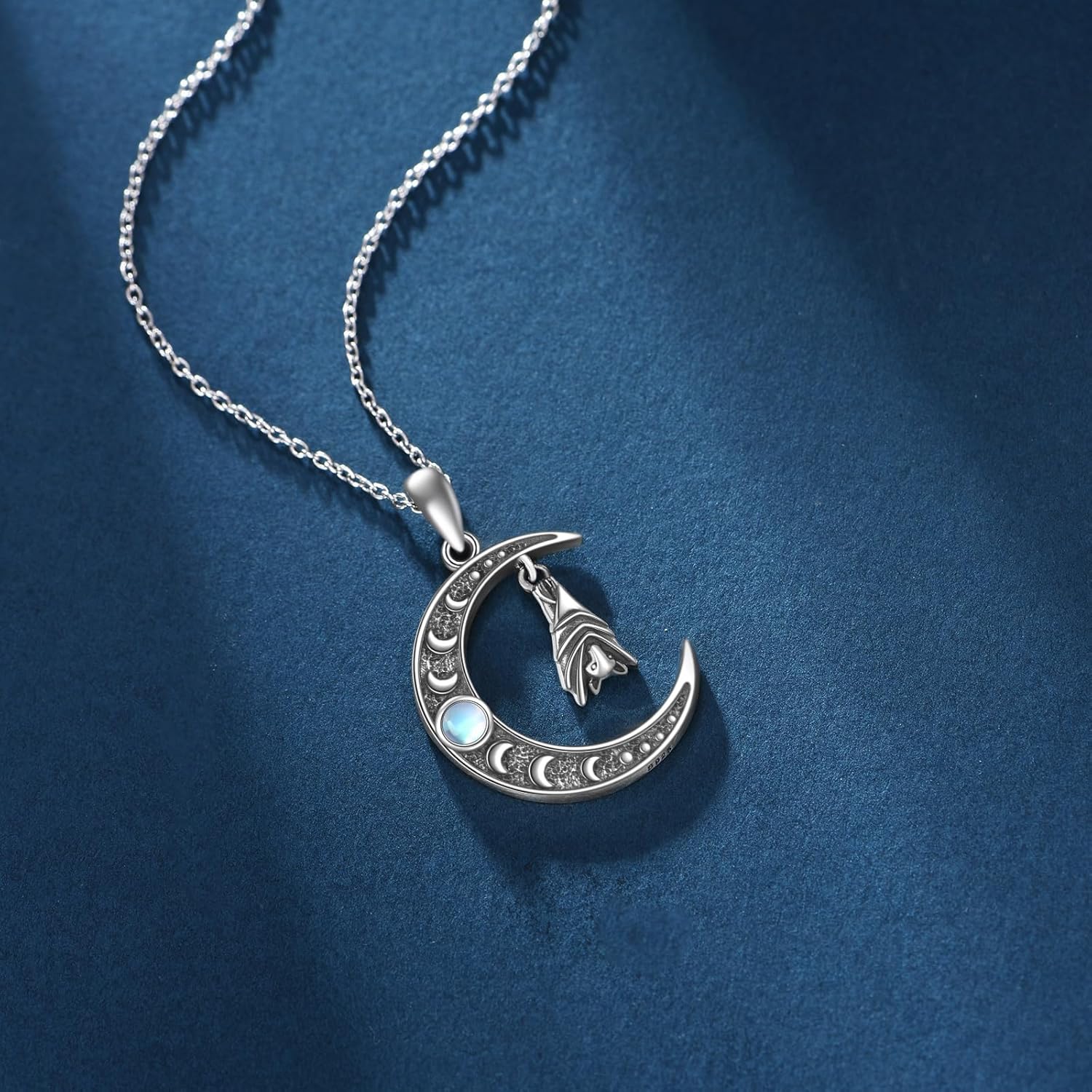 Animal Necklace 925 Sterling Silver Cat/Fox/Bat Moon Pendant Necklace Birthday Christmas Gifts for Women - Image 2