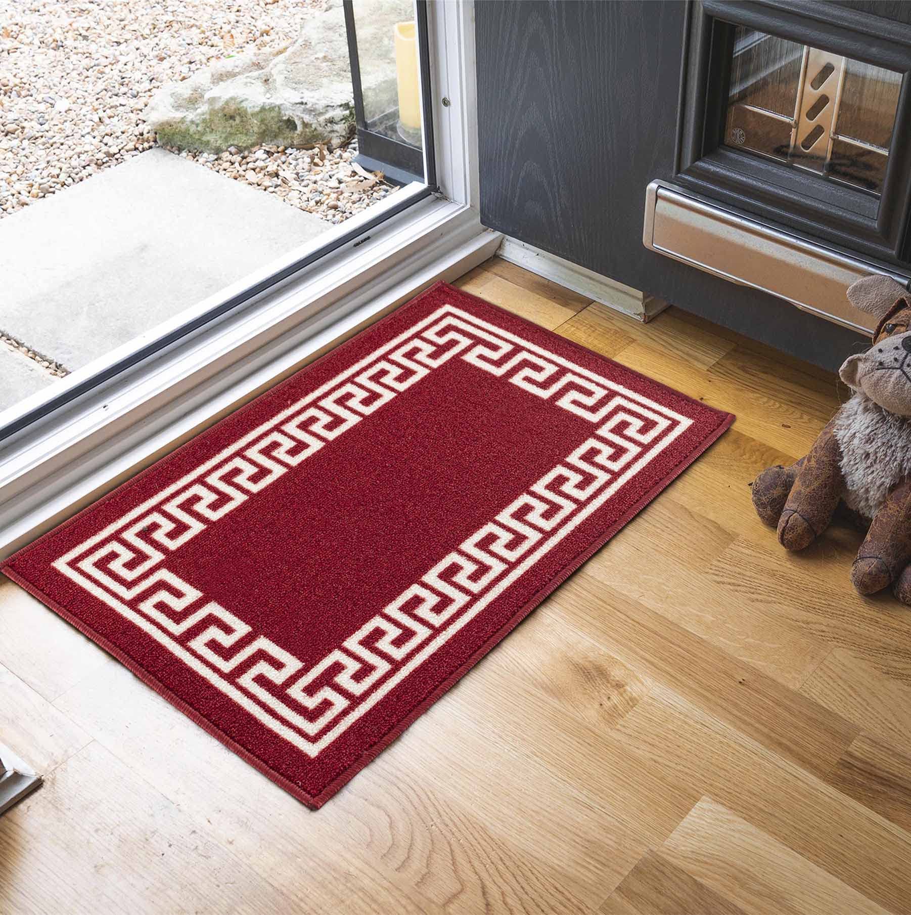 Washable Door Mat Kitchen Mats Non Slip Greek Key Design Hall Runner- Indoor Door Mat - Hallway-Passage Corridor Doormats - Floor Mat