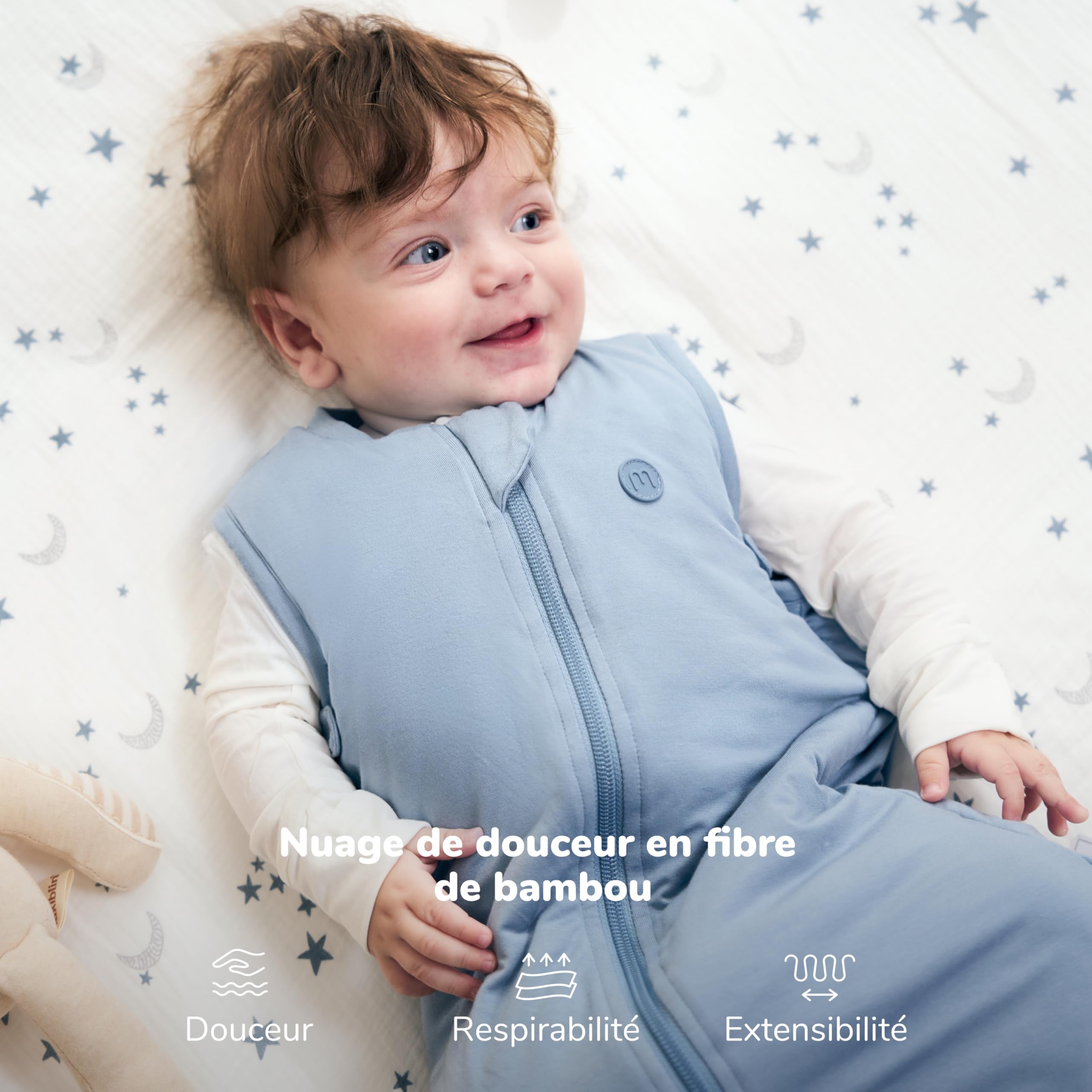 momcozy Gigoteuse Bébé 1,5 TOG - Bambou Doux comme un Nuage avec 1,5 TOG, Couverture Portable avec Rembourrage en Peluche Soutenant, Fermeture Éclair à Double Sens pour un Changement de Couche Facile