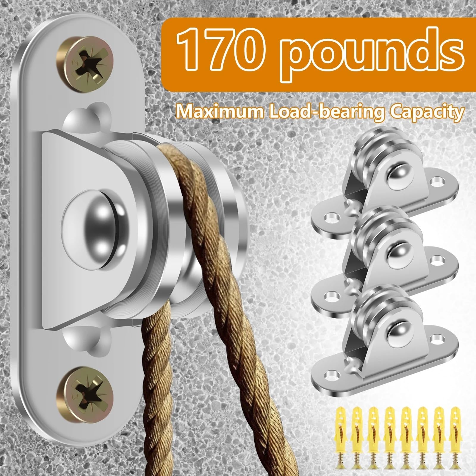 Set di 4 pulegge fisse resistenti con cuscinetti duplex, silenziosi e stabili, supporta fino a 77 kg, ideale per uso domestico e Worhop