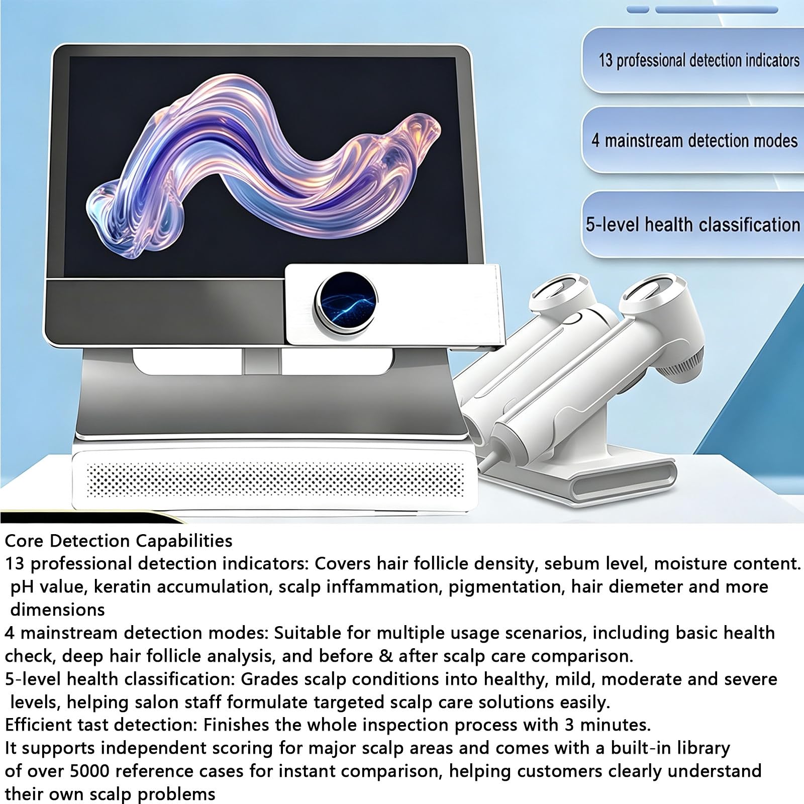 Przenośny cyfrowy mikroskop LCD z ekranem 15,6 cala do analizy włosów i skóry: urządzenie do badania skóry głowy, analizator poziomu sebum i nawilżenia oraz tester pigmentacji skóry
