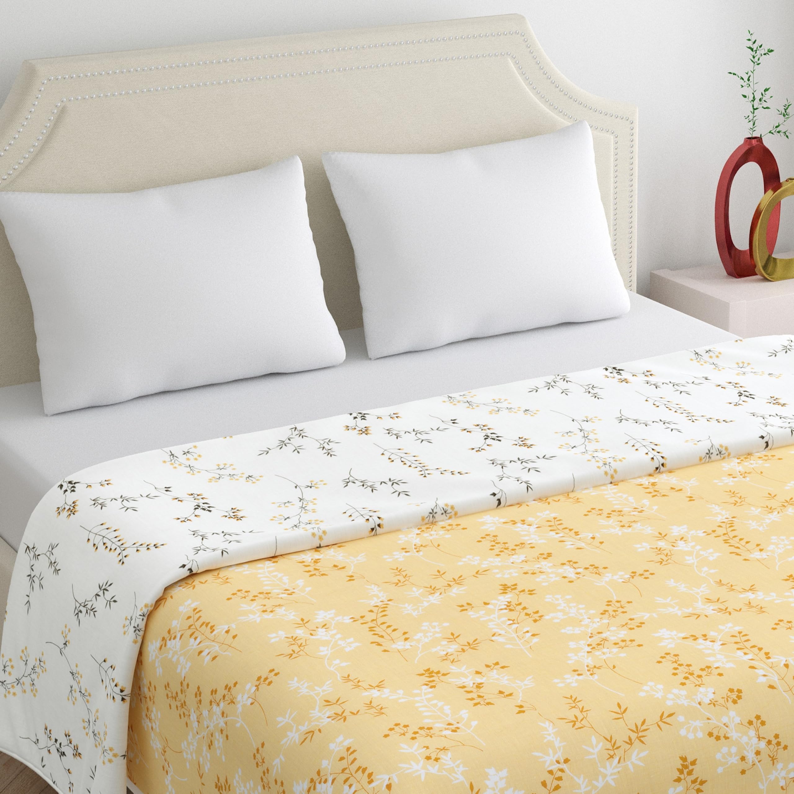 Home Ecstasy 100% Cotton Mulmul Reversible Dohar for Double Bed 210 GSM (86 x 88 inches), Mustard-image-40