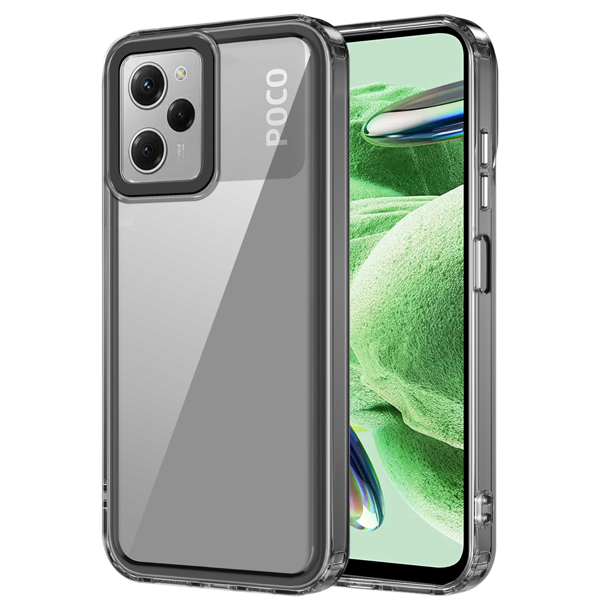 amazon basics Back Case Cover for Poco X5 Pro (TPU + PC_Black)