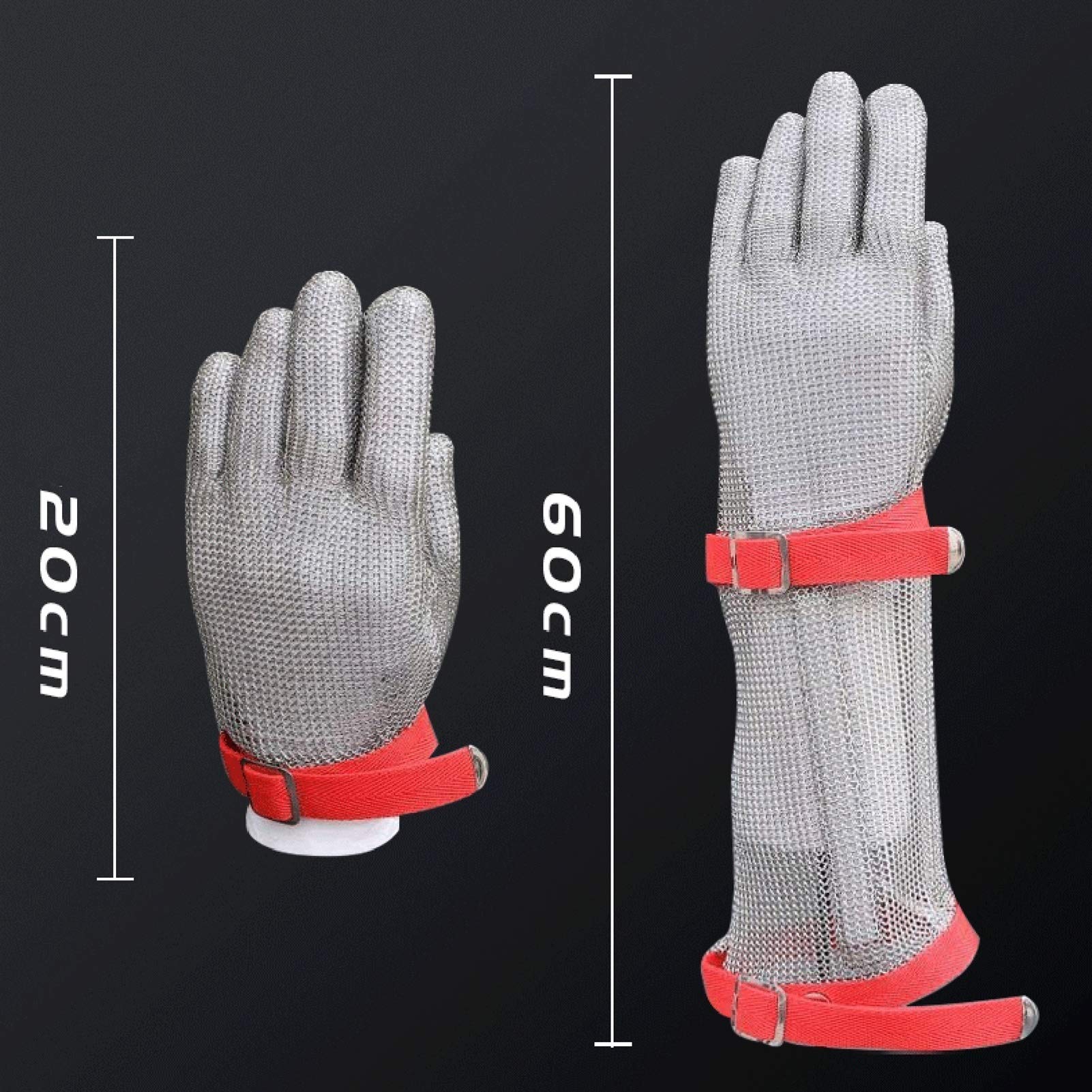 Guantes anticorte Guantes a prueba de cortes con anillo de acero inoxidable, guantes de trabajo de seguridad para motosierra, captura de peces, ostras curiosas, impermeables y resistentes al óxido