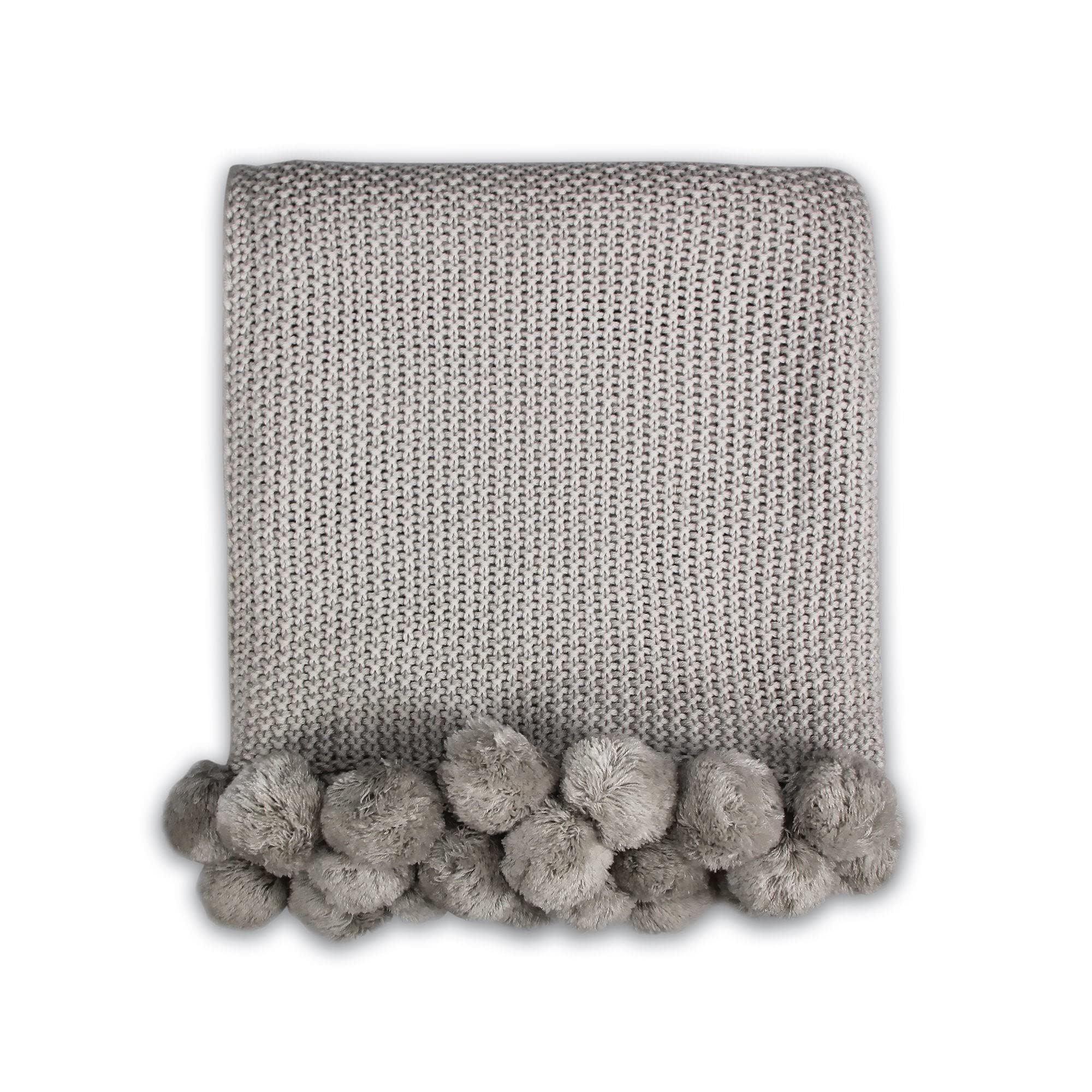 Shruti Grey New - Blankets & Throws - Designs Throw - Pom Pom