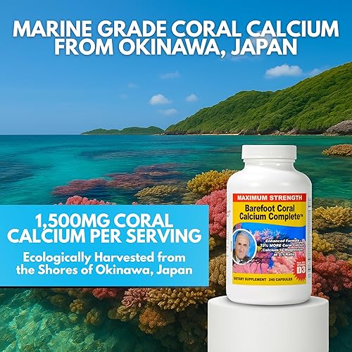 Miniatura 3 de Barefoot Coral Calcium Complete 1500 mg 240 cápsulas suplemento de calcio de coral desarrollado por Bob Barefoot apoya la salud general y los
