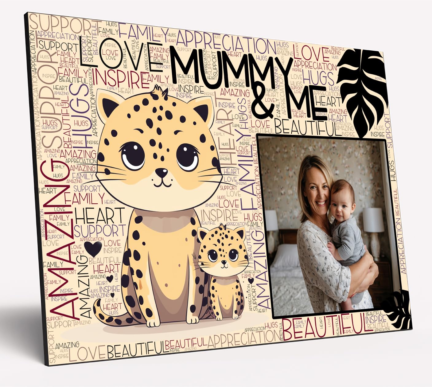 The Plum Penguin Girls Mummy & Me Leopard Personalised Wooden Word Cloud Wall Art A4 Photo Print Gift For Her Mother’s Day Mum From Kids