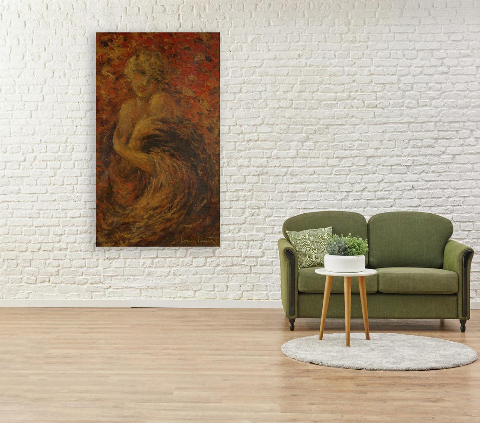 Arte Mural Famoso de Louis Icart. Cuadro sobre Lienzo Enmarcado. Envuelto en un Manto Reproducción de Carteles y láminas. Cuadros de decoración del hogar 60x102cm (23.6x40.1in) enmarcados