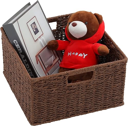 Vista 108 de HOONEX Cestas de almacenamiento de jacinto de agua, cestas de mimbre para organizar, cestas tejidas a mano con asas de transporte, juego de 2