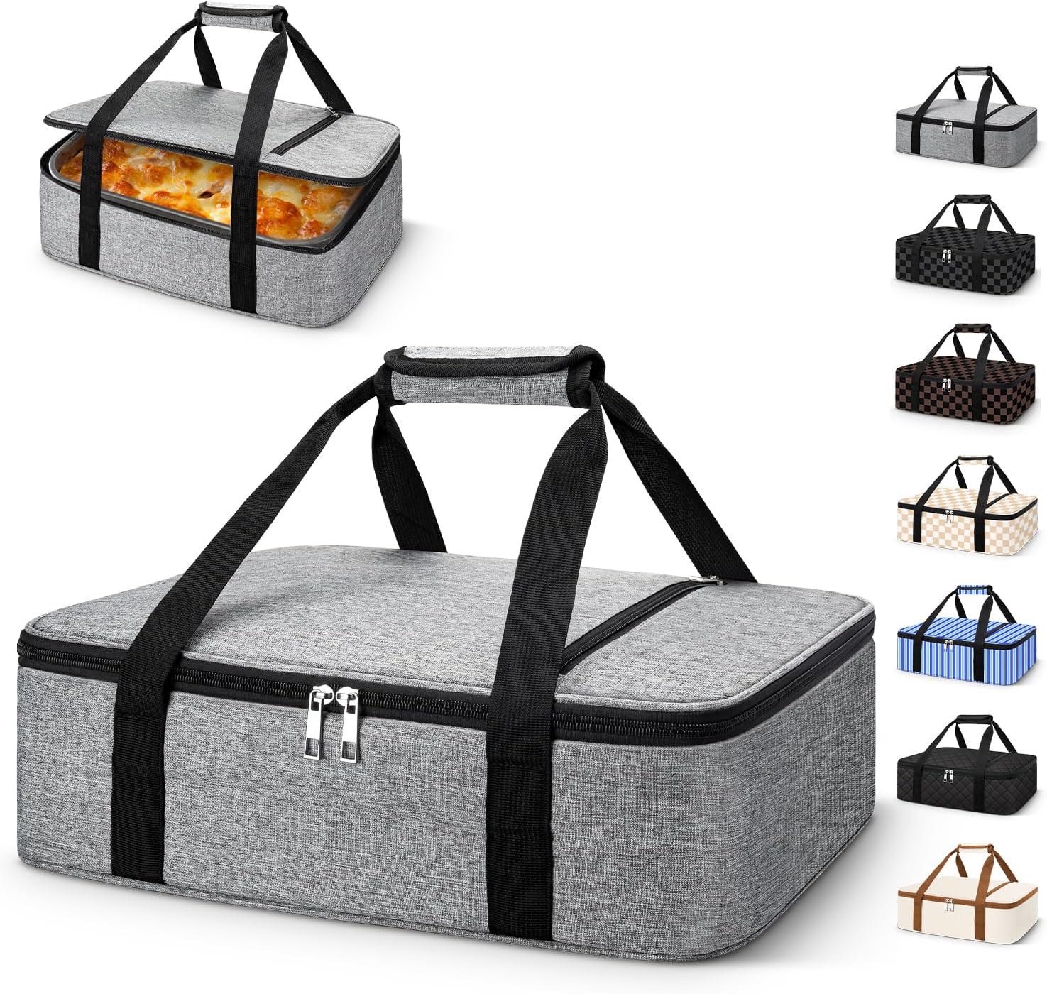Coobiiya Insulated Casserole Carrier,Lasagna Lugger Tote Keeps Food Hot or Cold,Thermal Lunch Bag Warmer & Cooler Carrier Bag,Portable Tote Bag Fits 9" x 13" Baking Dish for Picnic and Cookouts