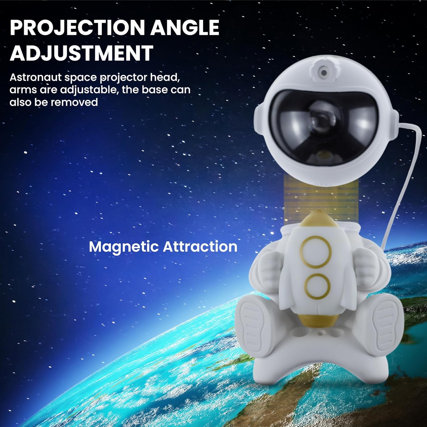 Rocket Galaxy Light Projector - Adjustable Projection & Nebula Modes, Remote Control with Timer, USB-C Powered Star Night Light for Bedroom Decor