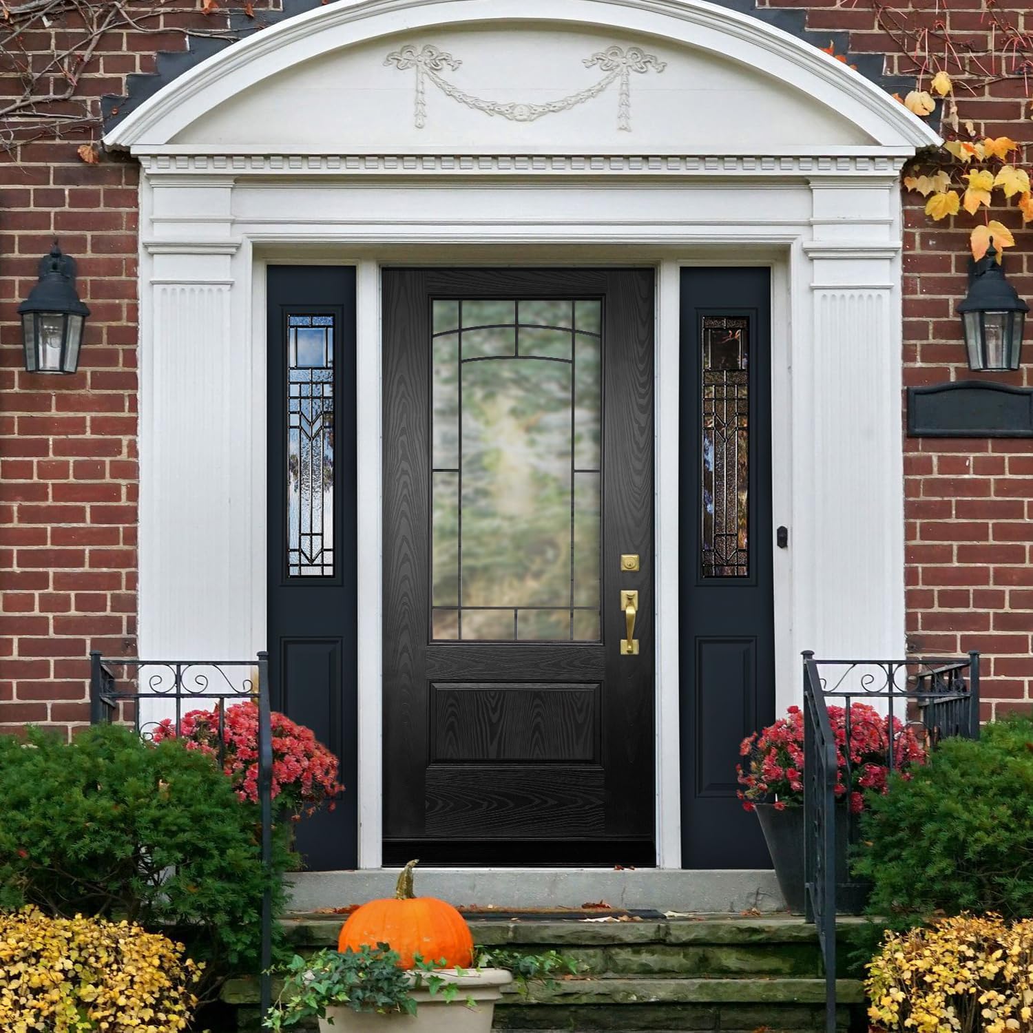 White Interior & Black Exterior Front Door 36"x80" Modern Fiberglass Exterior Door, Left-Hand Inswing Weatherproof Entry Door for Home