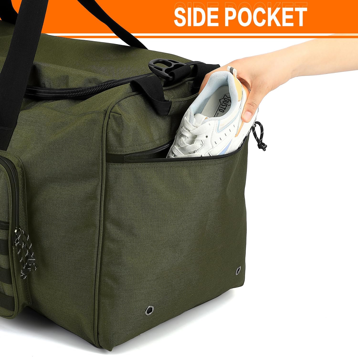 120L Extra Large Gym Duffle Bag for Men Women with Shoes Compartment Heavy Duty Tactical Sports Duffel Bag Big Football Baseball Basketball Soccer Hockey Team Equipment Bag, Green - Image 5