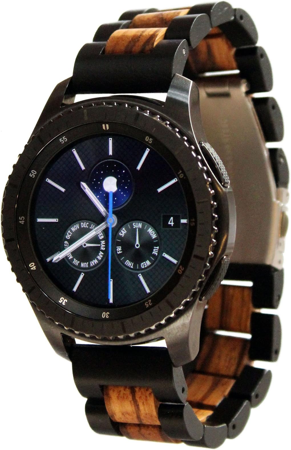 Ottm 22mm Hardwood Watch Band for Pebble, Android Wear and Regular wristwatches (Sandalwood/Zebrawood Combo)