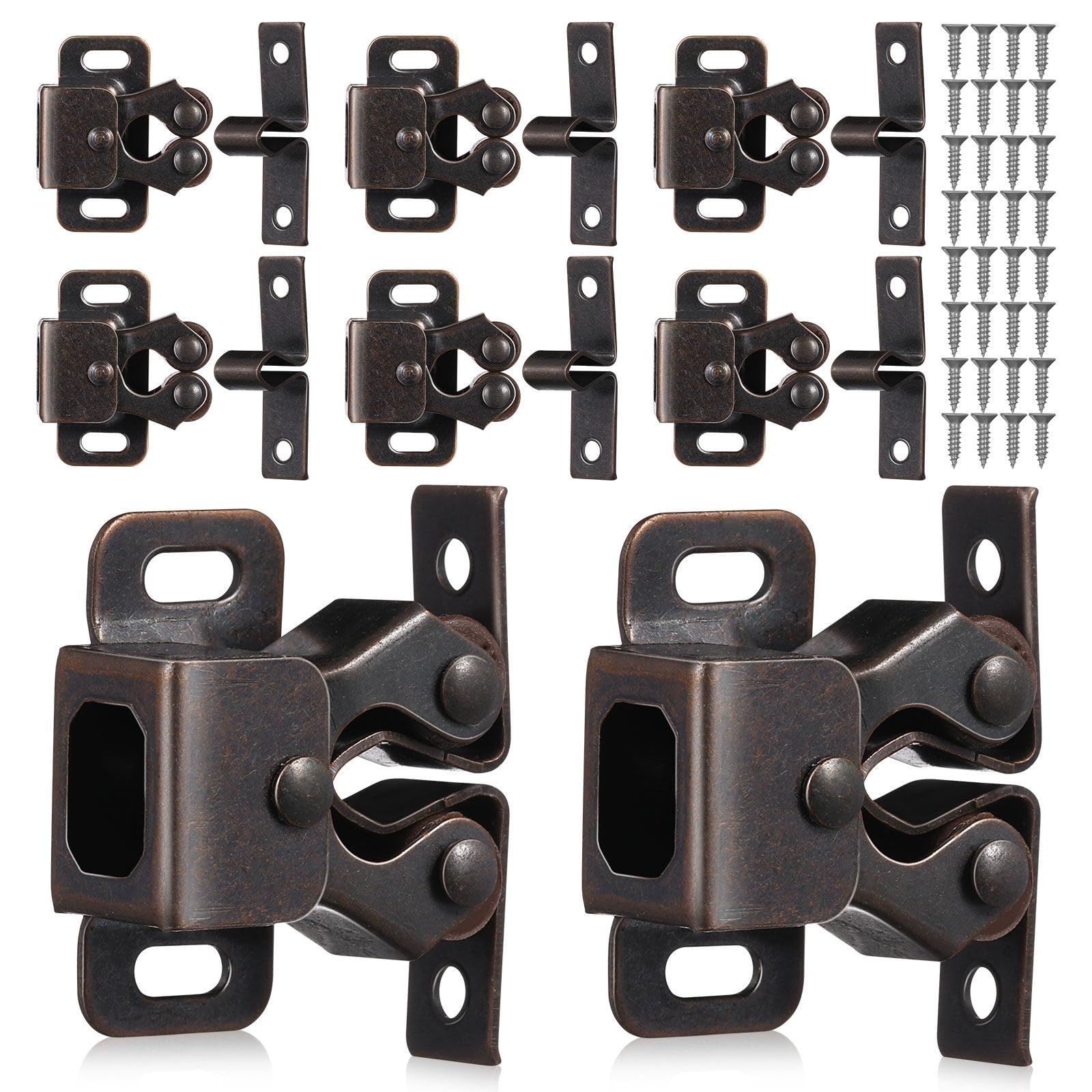 Double Roller Catch Double Roller Catch Cabinet Latches Strong Security Lock for Cupboard Drawer Closet Spring Ball Hardware(8set)