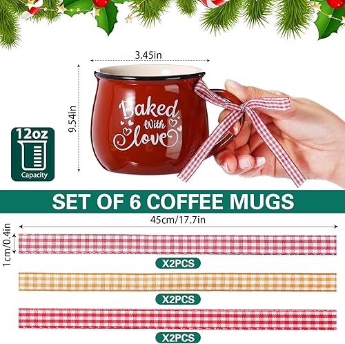 Miniatura 2 de Juego de 6 tazas de café de Navidad, tazas de cerámica de 12 onzas, regalo de chocolate caliente para mamá, mujer, familia, amiga, granja (estilo