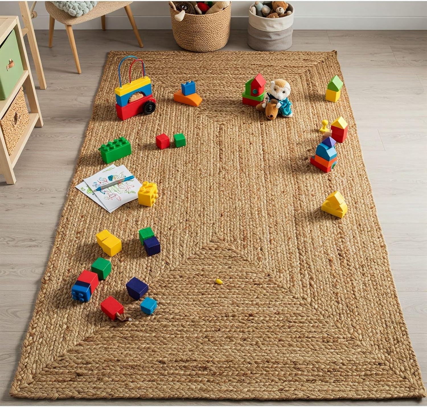 Premium Handwoven Jute Oval Rug 3x5 - Braided Boho Non Slip Half Circle Rug for Entryway, Dining, Bedroom, Kitchen & Office - Natural Farmhouse Decor