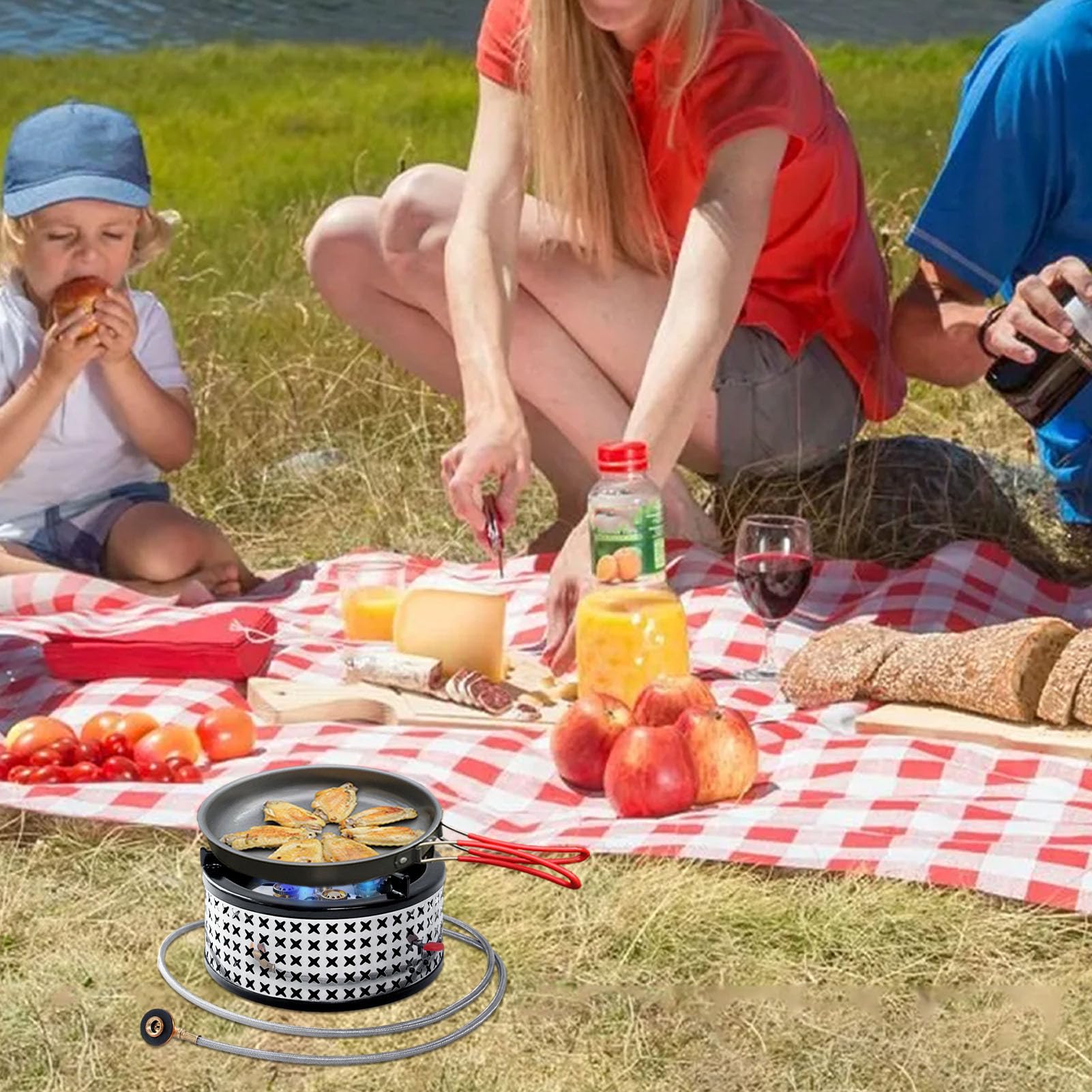 Kuchenka Turystyczna Na Zewnątrz Palnik 15800w o Dużej Mocy | Wiatroodporna Kuchenka Turystyczna do Wędrówek Pieszych i Gotowania na Zewnątrz