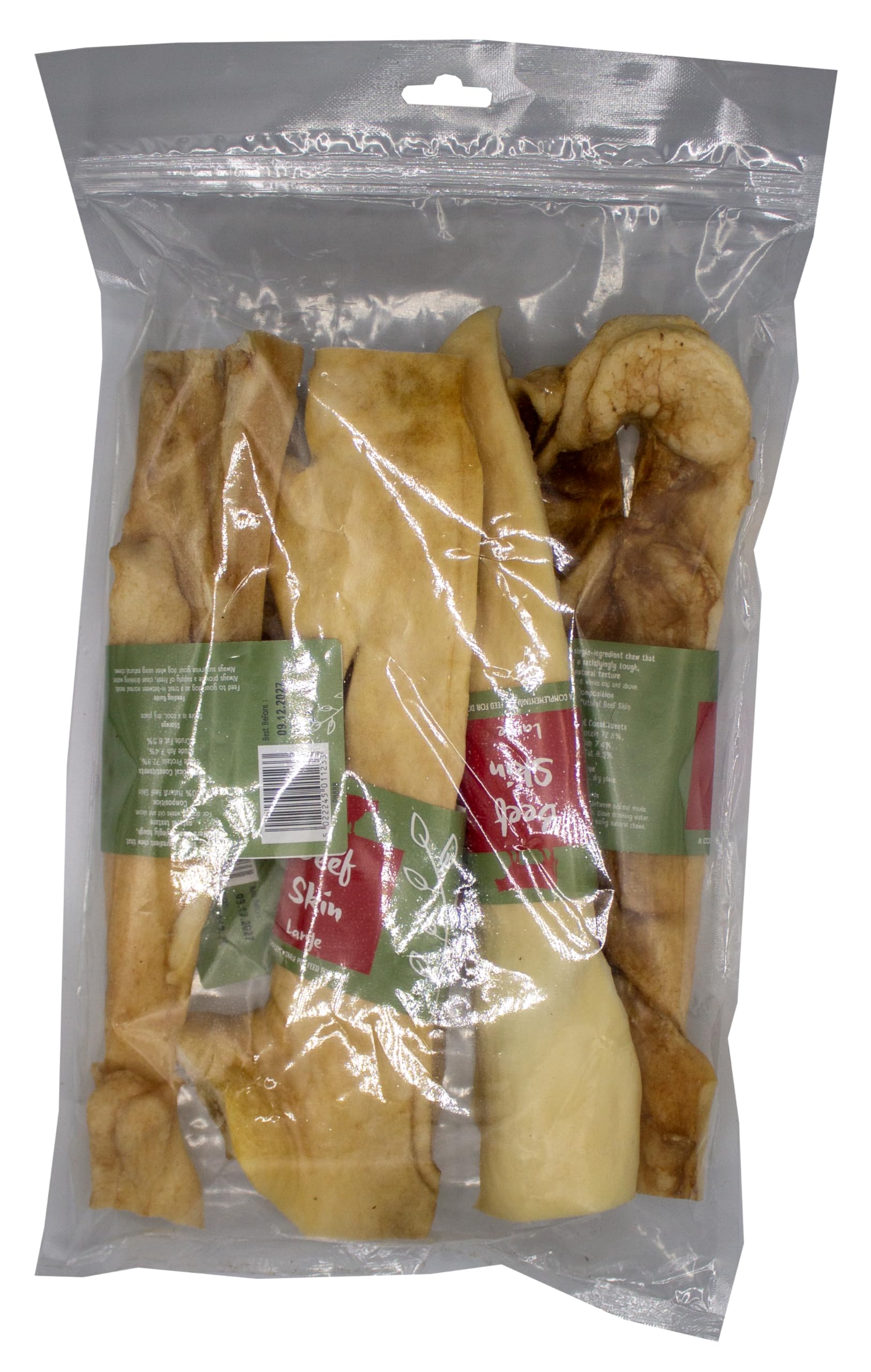 Pure & Natural Beef Skin - Large 30cm - 5 Pack - 100% Natural Beef Dog Chew - Air Dried & Grain Free