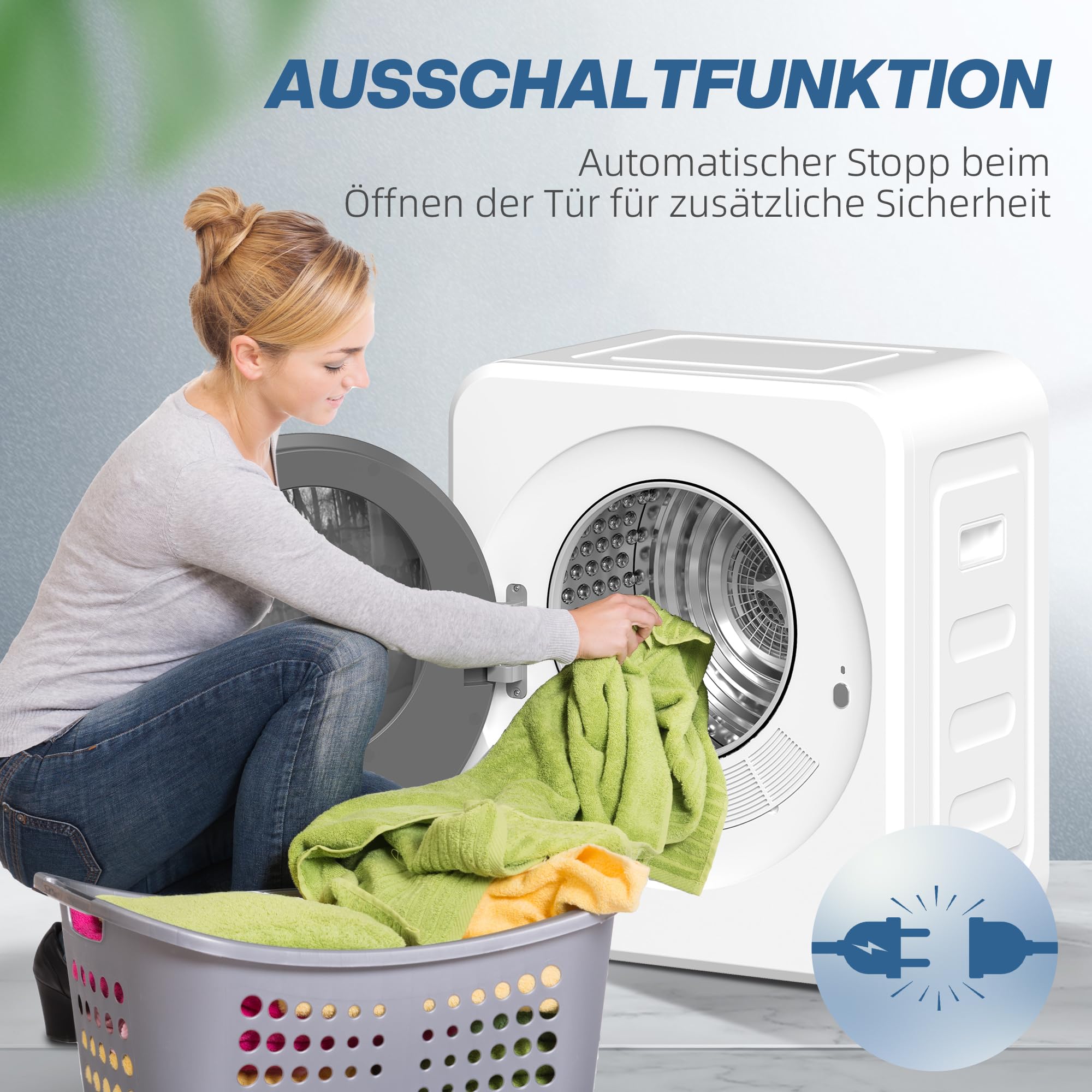 HOMCOM Mini Wäschetrockner mit einstellbarem Timer 800 W 4 kg bis zu 60℃, Freistehend, Stapelbar, Wandmontierbar Ablufttrockner mit Edelstahltrommel und Touch-Anzeige Trockner für Kleidung Weiß