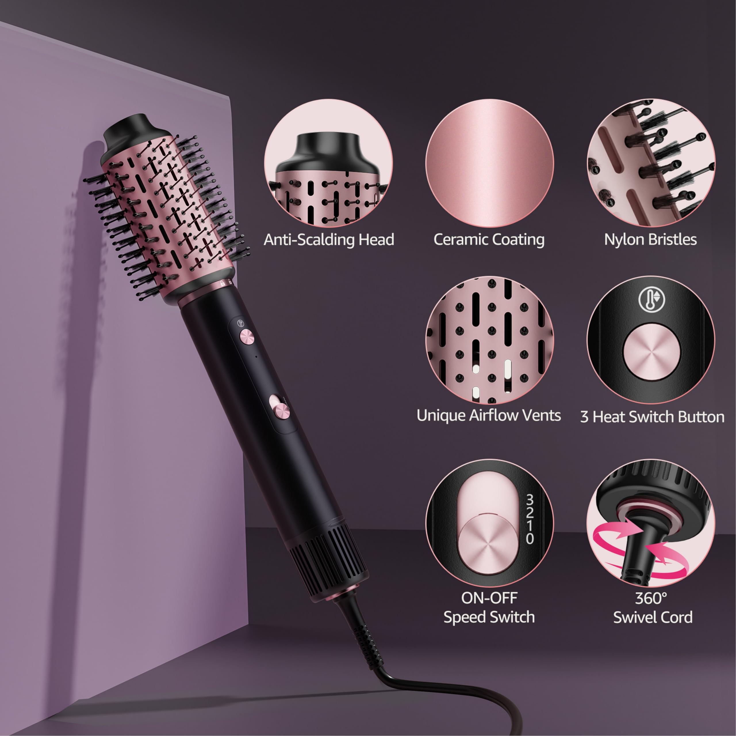SKIMI 110,000 RPM Brushless Motor 5-in-1 Hair Dryer Brush Red