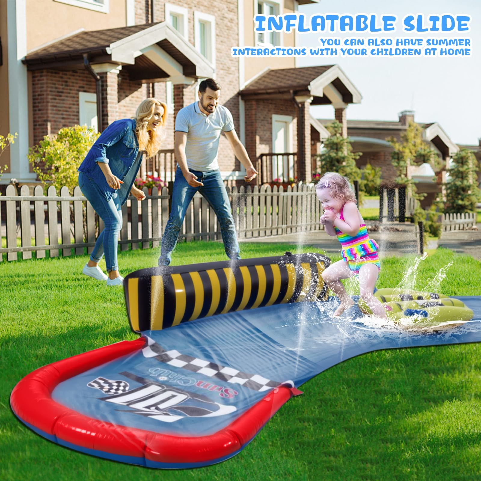 ACTOYS Toboggan de Pelouse, Ventriglisse Aquatique, Tapis de Glisse Eau Enfant Adulte, Toboggans Single avec Arroseur Intégré, Jeu Exterieur Jardin Enfant, Jouets d'Été (A)