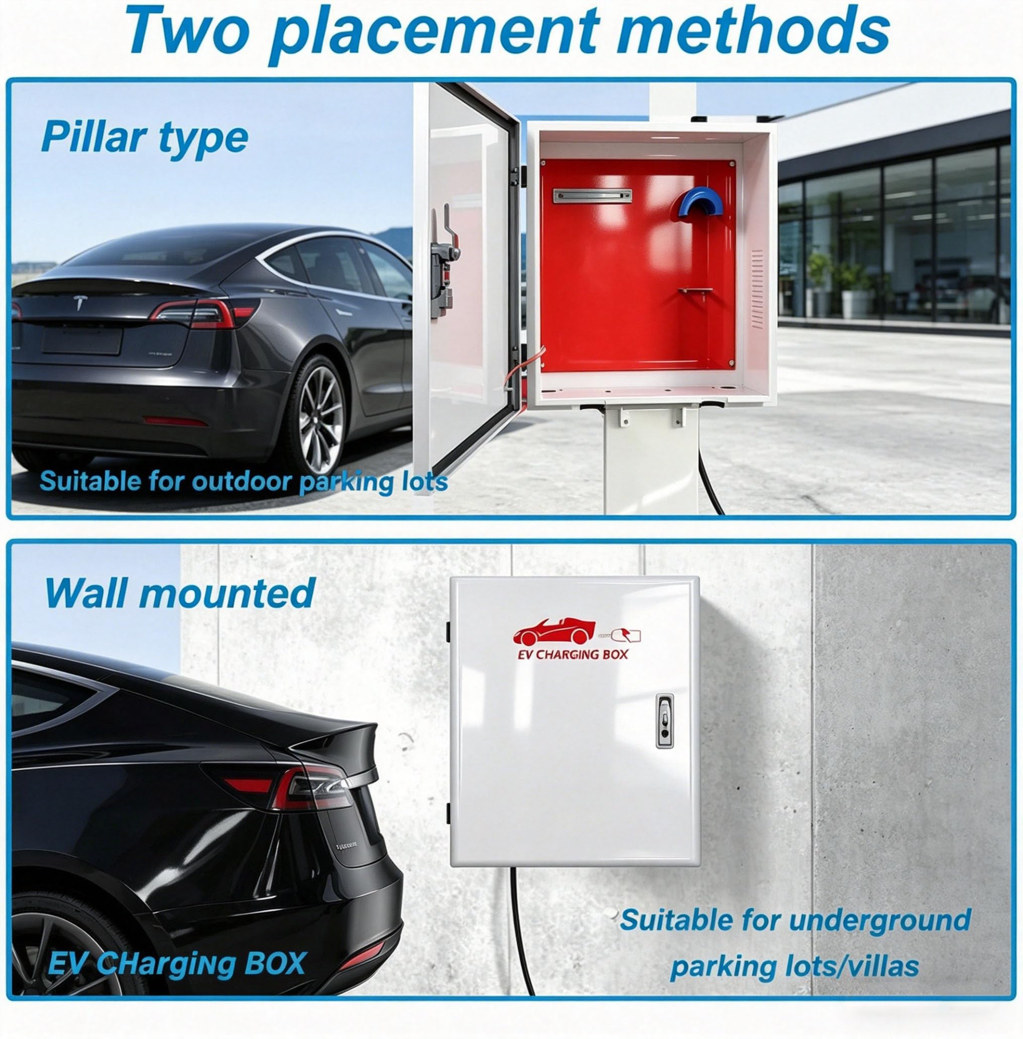 Wallbox Caja protectora contra la intemperie, funda universal para cargadores tipo 1/tipo 2, con gancho de almacenamiento y protección antirrobo, IP54 resistente al agua y al polvo (blanco)